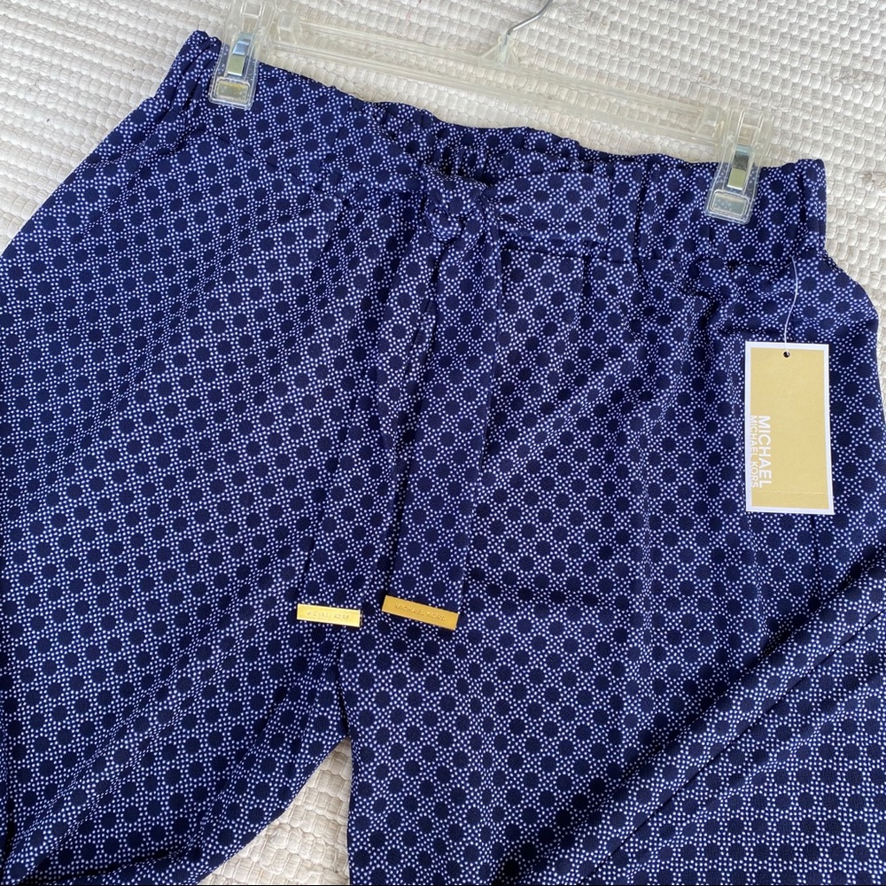 Michael Kors Packable Pull On Wide Leg Pants S NWT True Navy Print - Picture 6 of 11